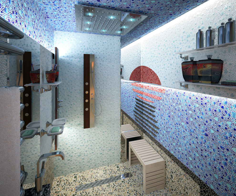 Душевая в зоне SPA частного дома