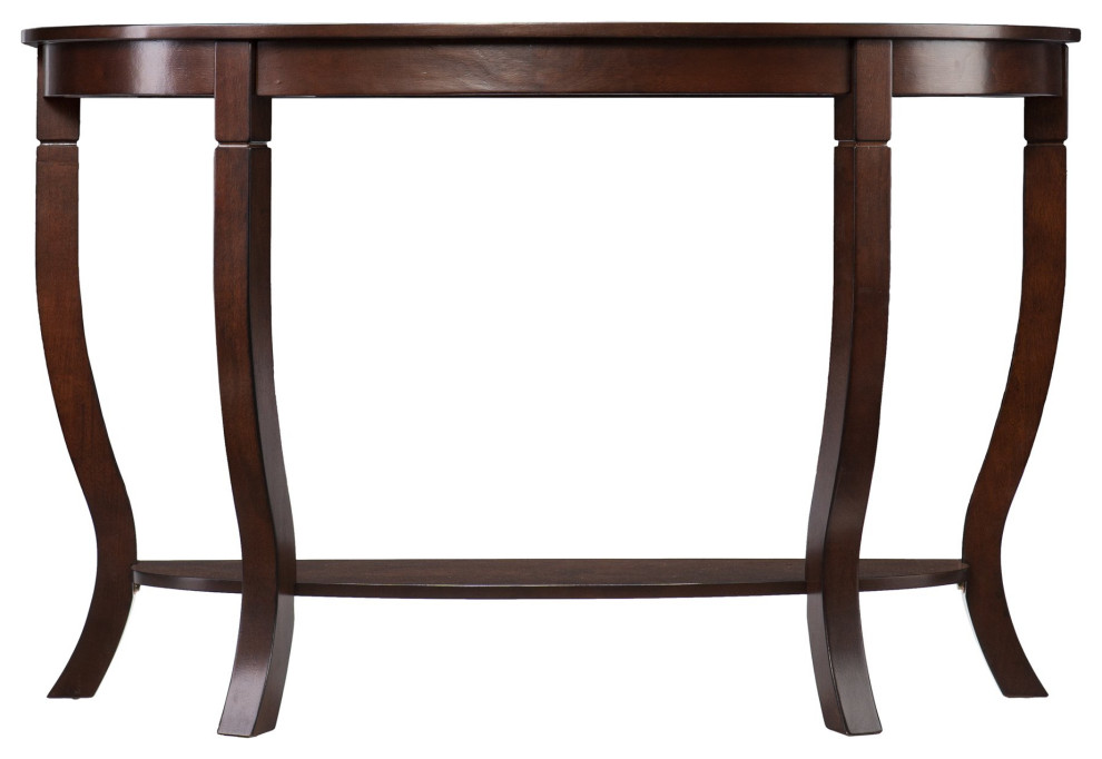 Traditional Console Table, Half Circle Design With Curved Legs & 2