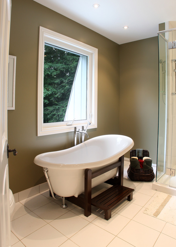Photo of a traditional bathroom in Toronto with a freestanding tub.