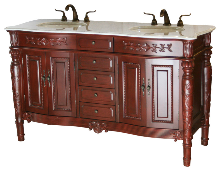 60" Antique Style Double Sink Bathroom Vanity Model 2206K