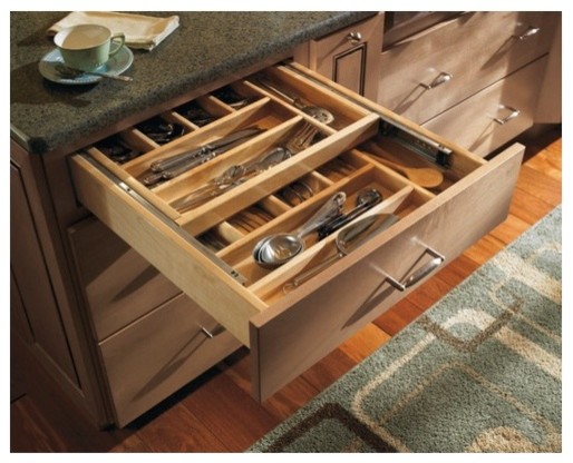 Inspiration for a transitional light wood floor kitchen remodel in Toronto with flat-panel cabinets, light wood cabinets and granite countertops