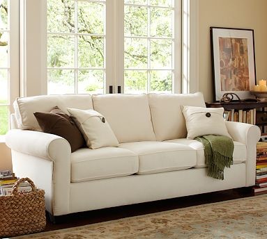 Buchanan Upholstered Sleeper Sofa, Polyester Wrap Cushions, Washed Linen-Cotton