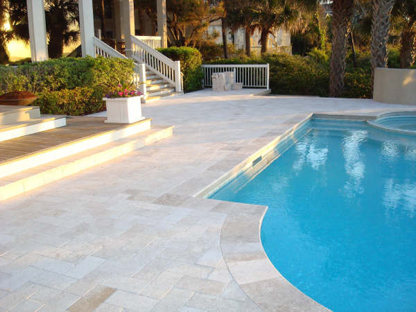 Classic Ivory Travertine Pavers - Modern - Pool - Tampa ...