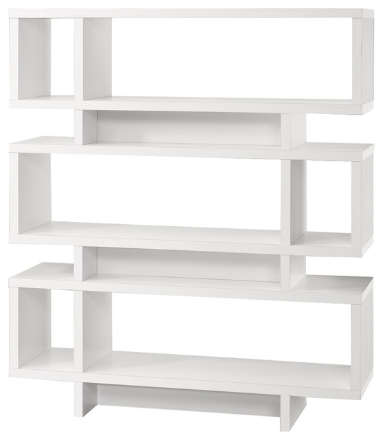 Bookcase, 55" White Modern Style Contemporary Bookcases by Ami