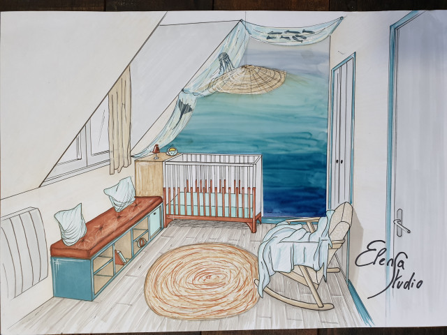 Chambre de b&eacute;b&eacute; stile-marinaro-cameretta-per-neonati