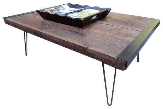 Industrial Coffee Table From Salvaged Barnwood With Hairpin Legs