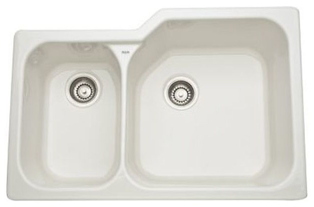 Rohl Allia Fireclay Double Bowl Undermount Kitchen Sink Biscuit