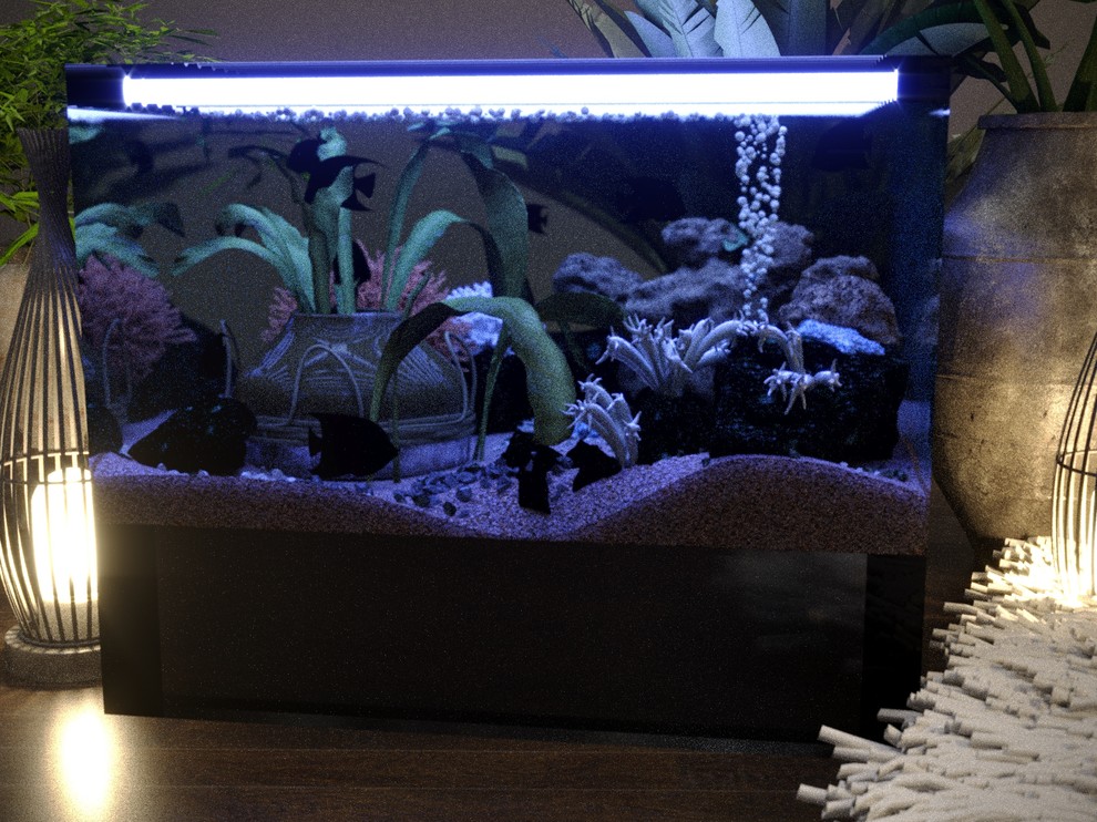 Спальня с аквариумами