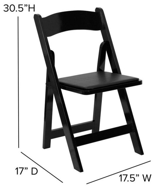 2 Pack Black Wood Folding Chair with Vinyl Padded Seat - Contemporary ...
