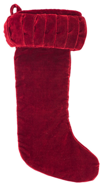 Vickerman Qtx17750 8"X19" Plush Red Velvet Christmas Stocking
