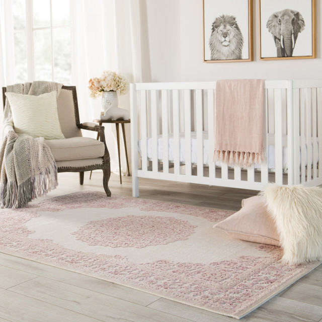 Jaipur Living Malo Medallion Pink White, Pink And White Rugs
