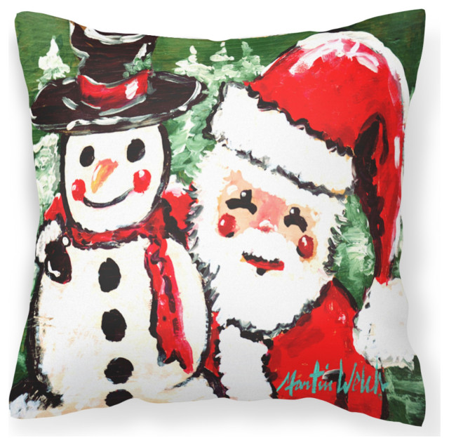 Mw1167Pw1414 Friends Snowman And Santa Claus Decorative Pillow