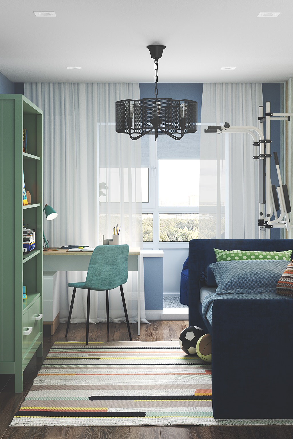 Красочный и спокойный. Проект интерьера детской комнаты для ребенка 4-х лет.