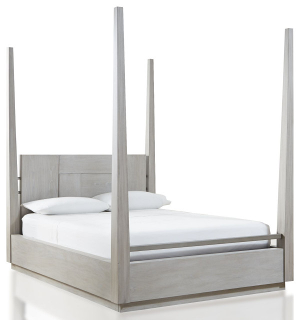 Modus Destination 5 PC Cal King Poster Bed Set w Chest in Cotton Grey