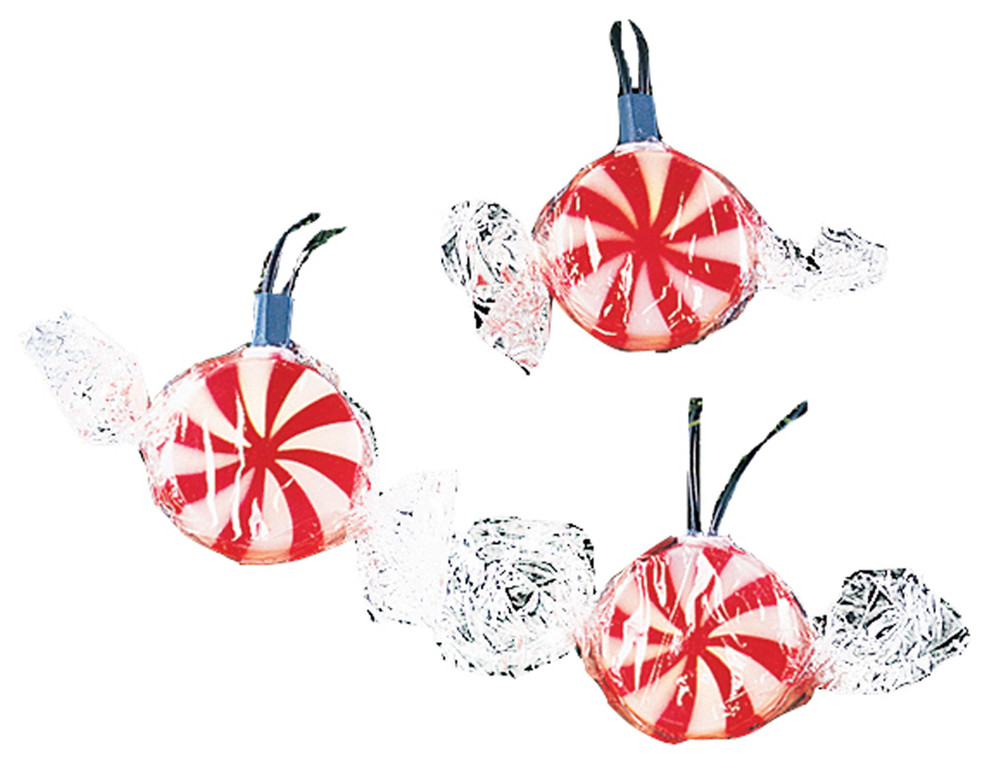 10Light Red Peppermint Candy Light Set Contemporary Holiday