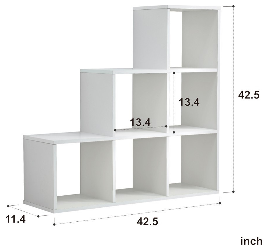 Graduated Step White 6 Cube Shelving Unit Transitional Bookcases by UStradeENT LLC Houzz