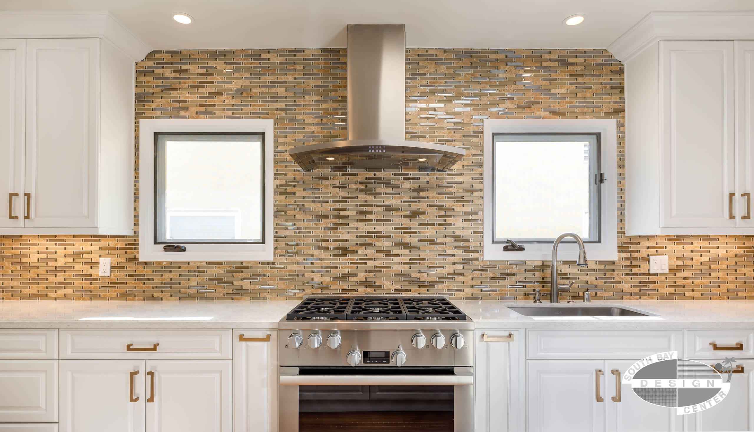 Transitional White Cabinetry with Bench Seating Area