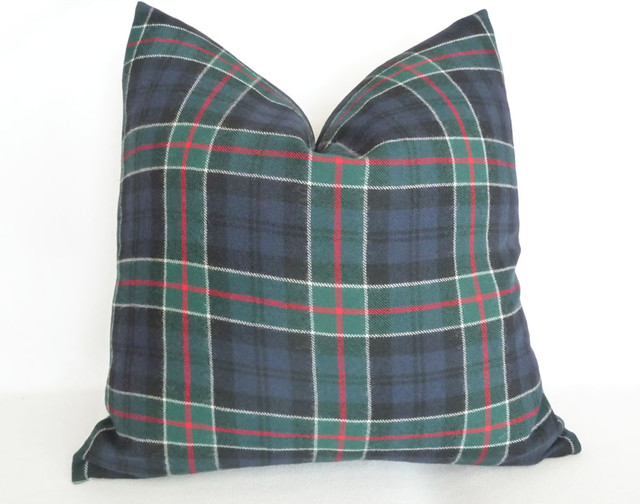 Blue Green Plaid Pillows Traditional Decorative Pillows Vancouver