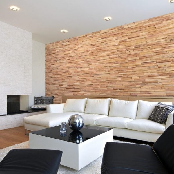 Divine Pine Wood Wall Cladding Panels Modern Living Room