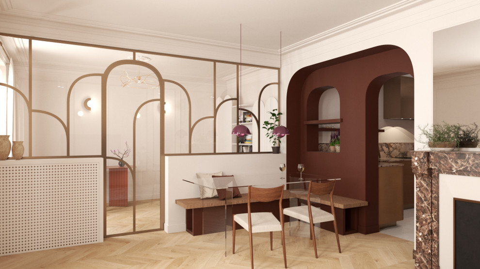 Projet - Coin banquette et accès cuisine - Vue 3D