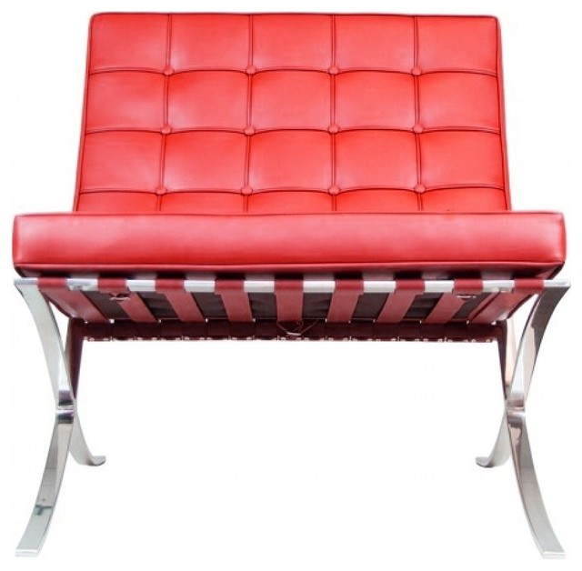 Barcelona Chair- Italian Leather, Red