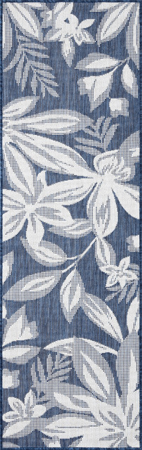 Edda Transitional Floral Indoor Rug, Navy/Cream, 2'8"x9'11" Runner