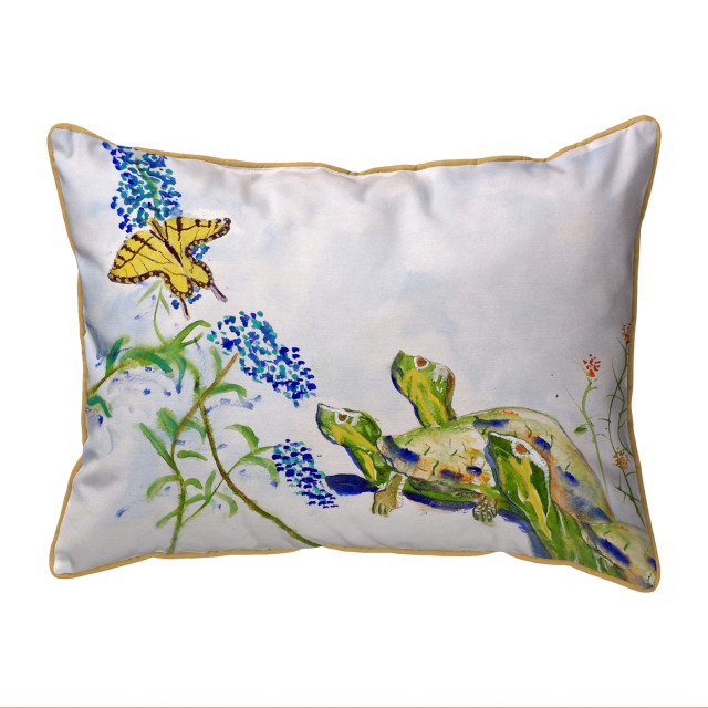 Betsy Drake Turtles and Butterfly Extra Large 20 X 24 Indoor / Outdoor Pillow