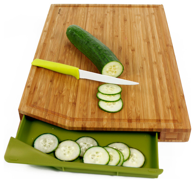 wooden chopping board with tray