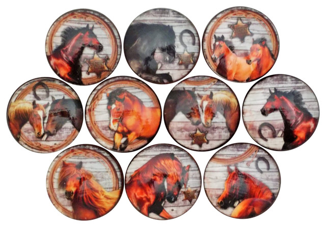 10 Piece Set Barnwood Horses Cabinet Knobs Southwestern