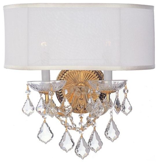 Crystorama 4482-GD-SMW-CL-MWP Brentwood Sconce Draped in Hand Cut Crystal