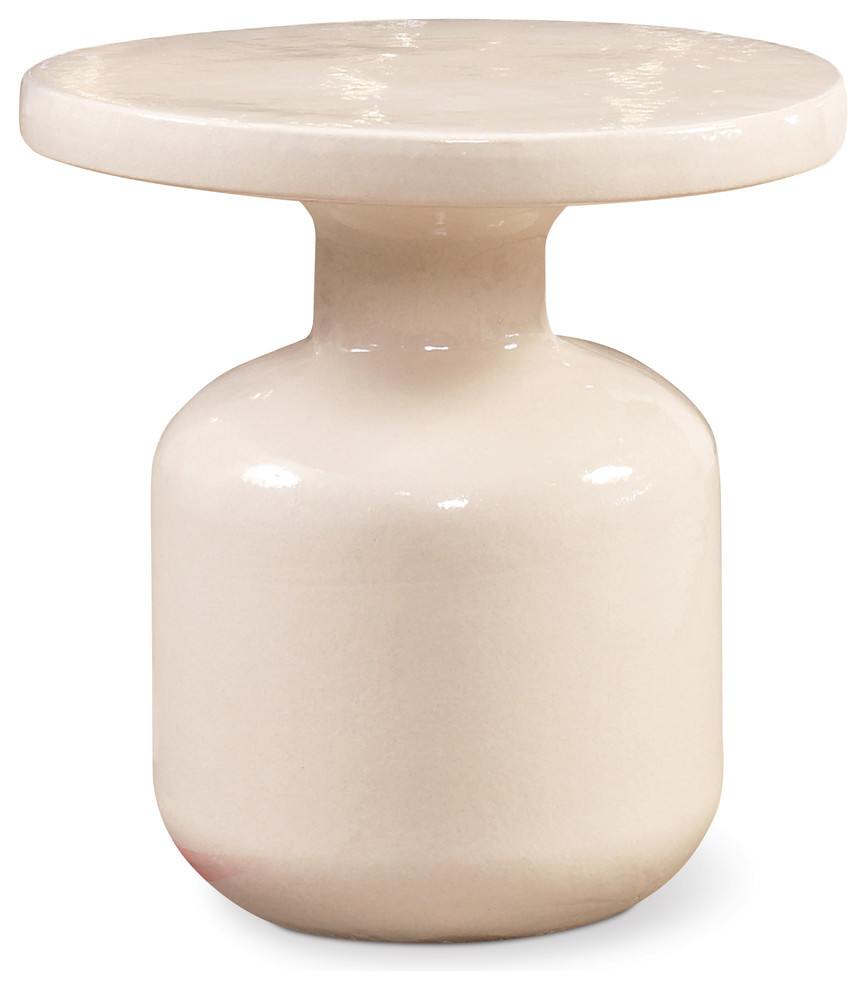 Bottle Accent Table - White Outdoor End Table
