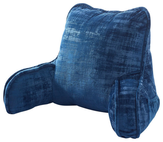 Textured Velvet DIY Bed Rest Cover and Inserts, Majolica Blue, 20"x18"x17"