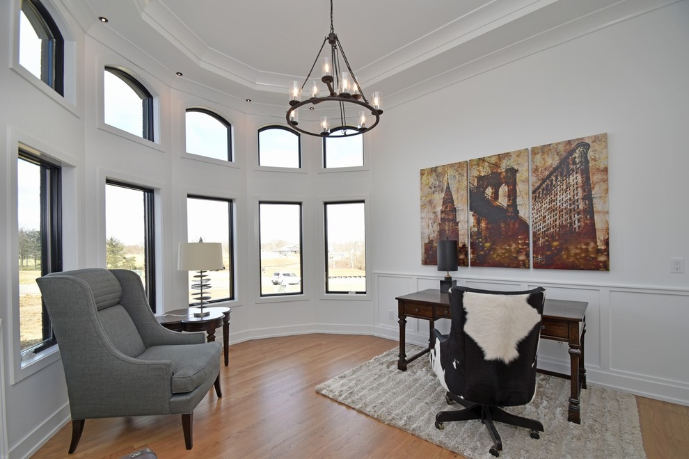 Example of a transitional home office design in Cincinnati