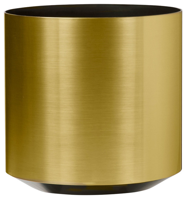 Cylinder Plant Container, Brushed Gold, 12"