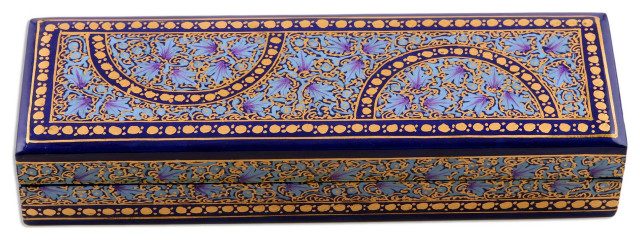 Novica Papier Mache Decorative Box Kashmir Ultramarine