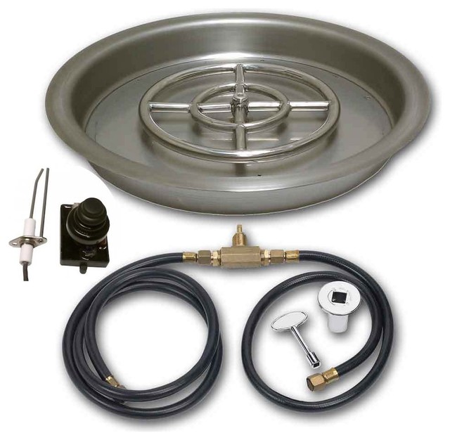 Gas Fire Pit Kit Round W Spark, Outdoor Propane Gas Fire Pit Kits
