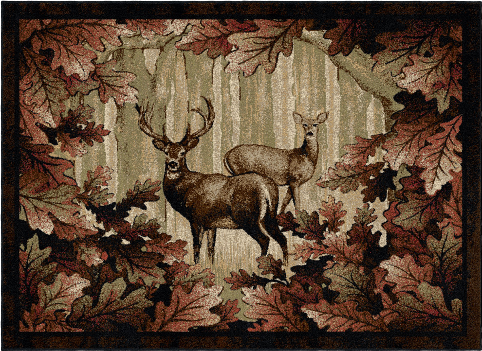American Destination Whitetail Woods Deer Lodge Area Rug, 7'10"x9'10
