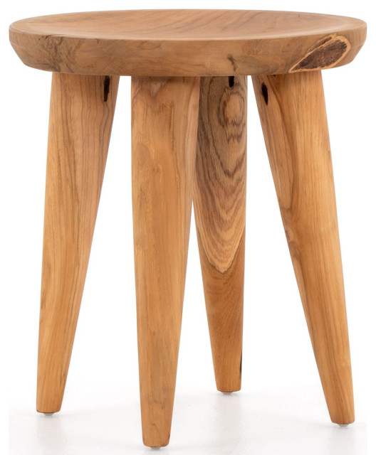 Zuri Natural Round Outdoor End Table Midcentury Side Tables And End Tables by Zin Home Houzz