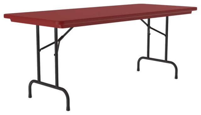 Correll 30"W x 60"D Heavy Duty Plastic Blow-Molded Folding Table in Red
