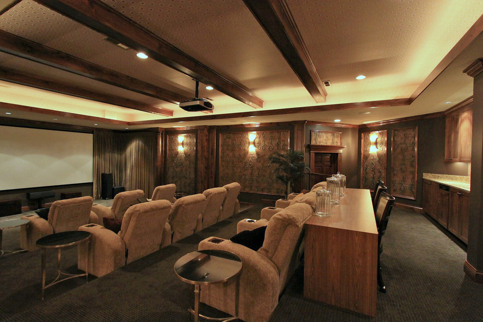 Example of a minimalist home theater design in Cleveland