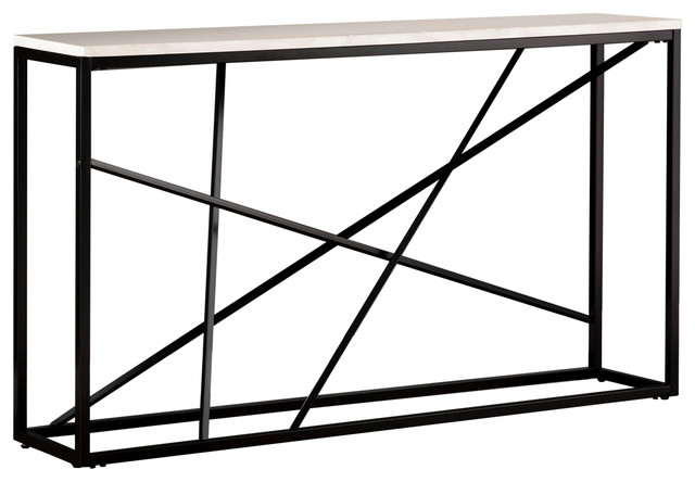 Deveron Faux Marble Skinny Console Table, Matte Black - Contemporary - Console  Tables - by SEI | Houzz