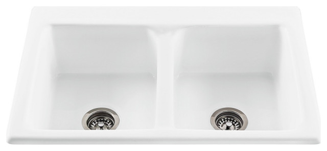 The Endurance Double-Bowl Kitchen Sink, White 33.25x22.25, 22.25x8