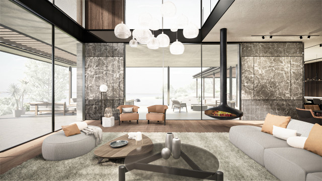 VILLA DE LUJO | Casa con vistas al mar en Garraf modern-living-room
