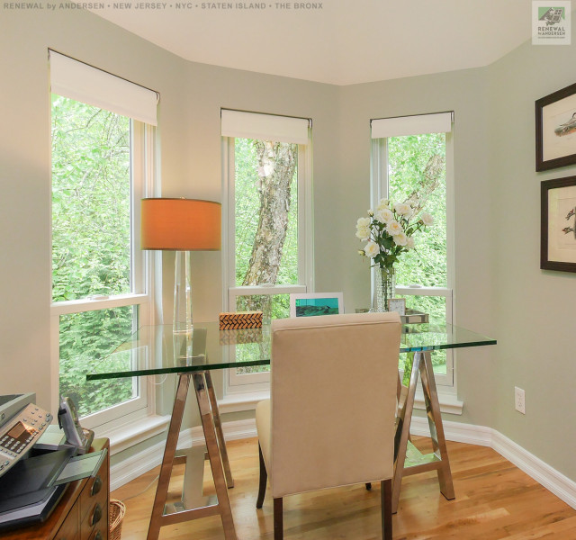 Contemporary Office with New Cottage Style Windows Renewal by