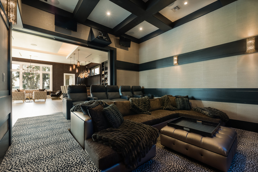 This is an example of a contemporary home cinema in Orlando.