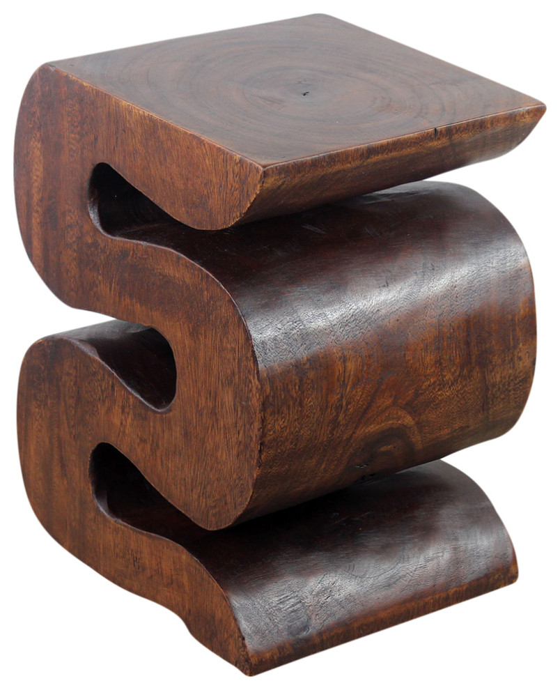 Haussmann Wood Big Wave Verve Accent Snake Table, 12 x14x18, Mocha Oil