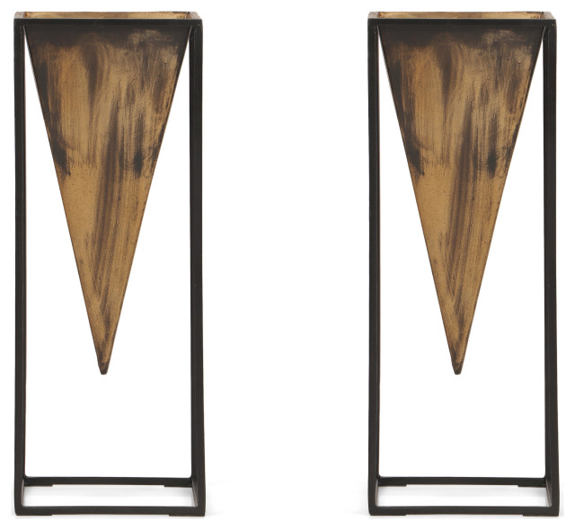 Keyser Handcrafted Iron Decorative Frame Vase, 5.5 W X 5.5 D X 14.5 H, Set of 2