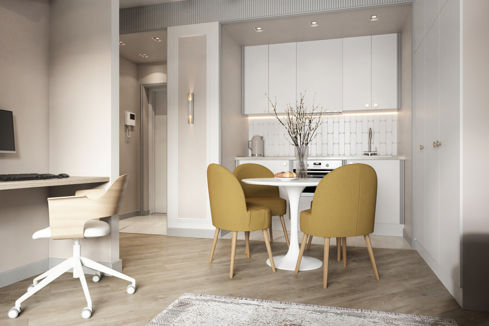 Визуализация однокомнатной квартиры 38 м2