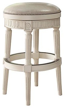 Ashley Crenlam Tall Upholstered Swivel Stool Antique White Finish Ashley Crenlam Tall Upholstered Swivel Stool Antique White Finish