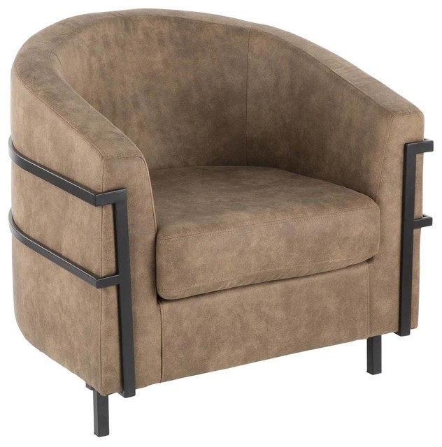 Lumisource Colby Tub Chair, Black Metal With Brown Cowboy